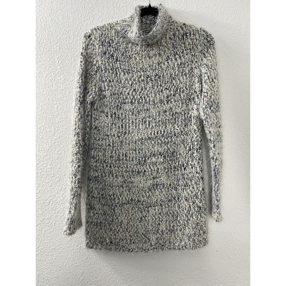 Chelsea & Theodore Womens Blue & White Chunky Soft‎ Eyelash Knit Sweater Size S